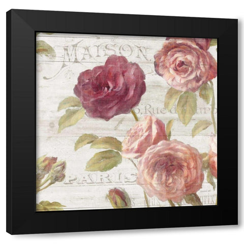 French Roses V Black Modern Wood Framed Art Print with Double Matting by Nai, Danhui