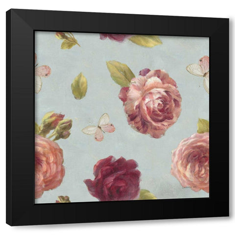 French Roses Pattern IA Black Modern Wood Framed Art Print with Double Matting by Nai, Danhui