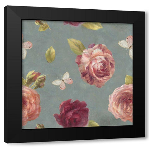 French Roses Pattern IB Black Modern Wood Framed Art Print with Double Matting by Nai, Danhui