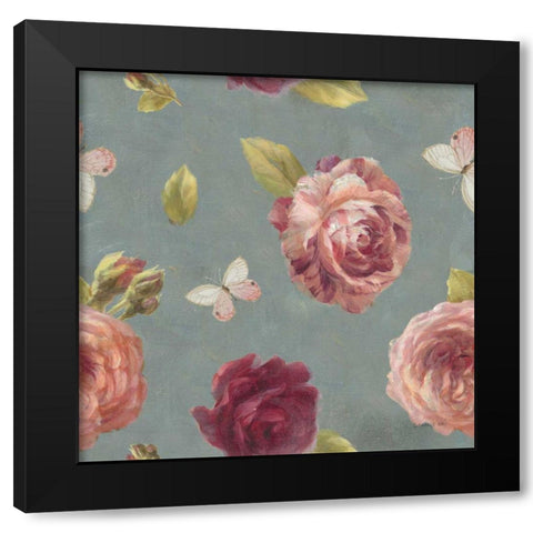 French Roses Pattern IB Black Modern Wood Framed Art Print by Nai, Danhui