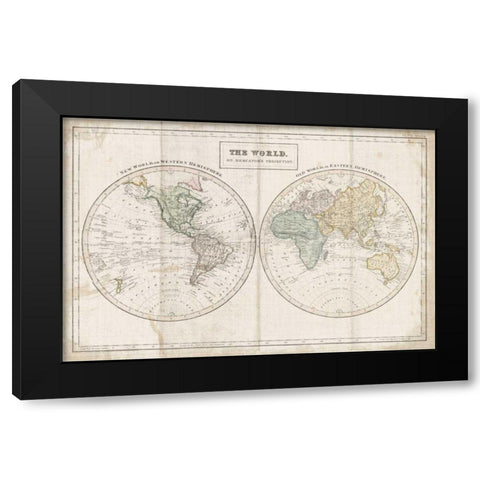 Old World Eastern Western Linen Black Modern Wood Framed Art Print by Wild Apple Portfolio