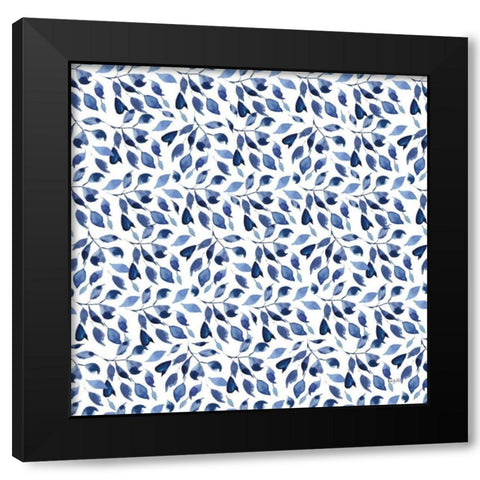 Delft Delight Pattern III Black Modern Wood Framed Art Print with Double Matting by Rice, Kristy