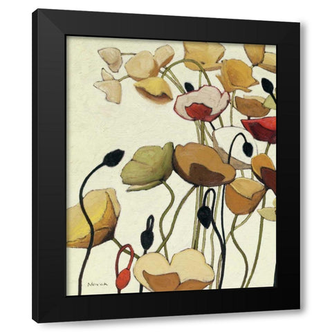 Pavots Ondule I Black Modern Wood Framed Art Print with Double Matting by Novak, Shirley