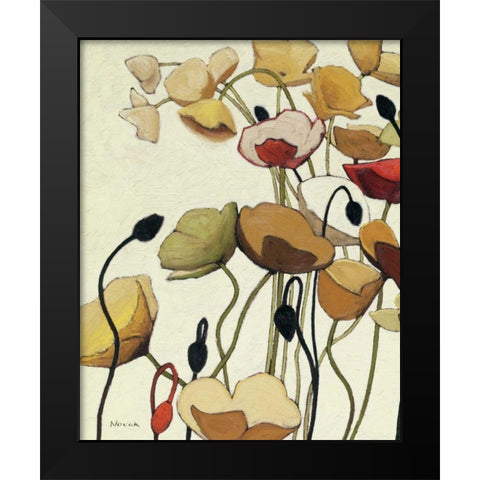 Pavots Ondule I Black Modern Wood Framed Art Print by Novak, Shirley