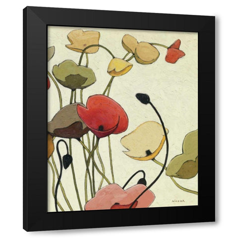 Pavots Ondule II Black Modern Wood Framed Art Print by Novak, Shirley