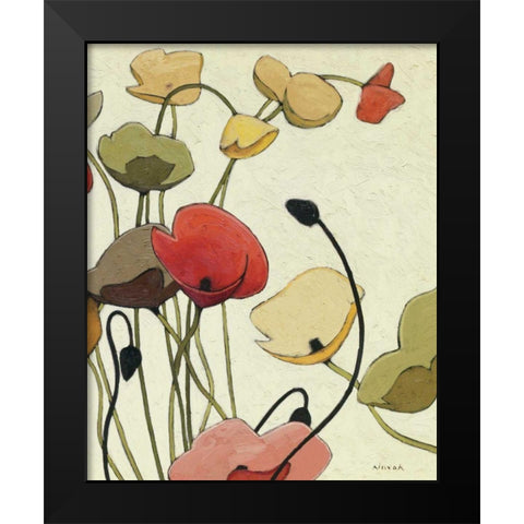 Pavots Ondule II Black Modern Wood Framed Art Print by Novak, Shirley