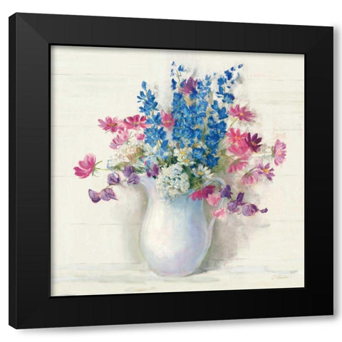Ironstone Bouquet II Bright Black Modern Wood Framed Art Print by Rowan, Carol