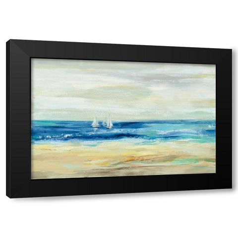 Sand and Sea Black Modern Wood Framed Art Print with Double Matting by Vassileva, Silvia