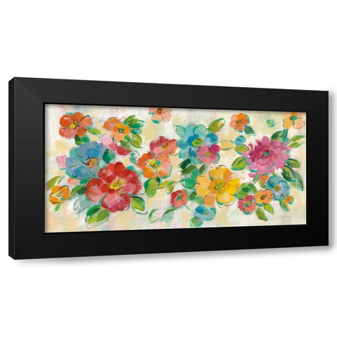 Playful Floral Trio I Black Modern Wood Framed Art Print with Double Matting by Vassileva, Silvia