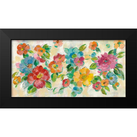 Playful Floral Trio I Black Modern Wood Framed Art Print by Vassileva, Silvia