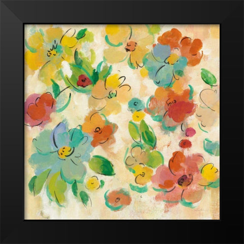 Playful Floral Trio II Black Modern Wood Framed Art Print by Vassileva, Silvia