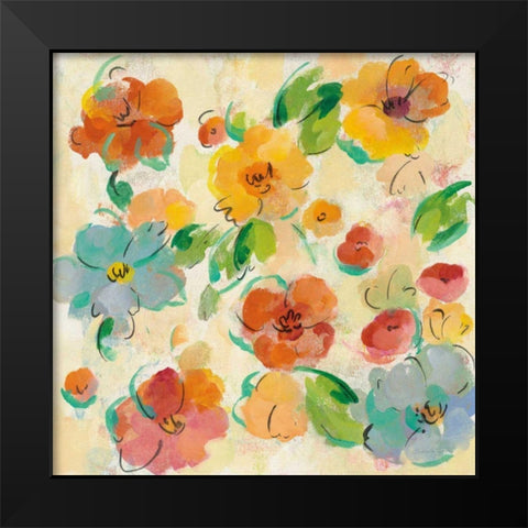Playful Floral Trio III Black Modern Wood Framed Art Print by Vassileva, Silvia