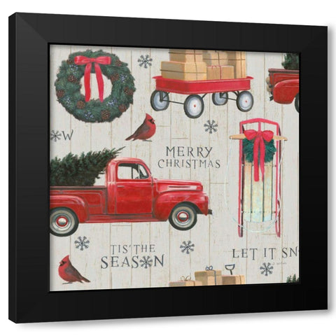 Christmas Affinity Pattern VB Black Modern Wood Framed Art Print with Double Matting by Wiens, James