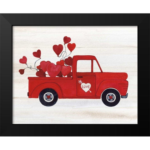 Rustic Valentine Truck Black Modern Wood Framed Art Print by McKenna, Kathleen Parr