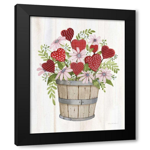 Rustic Valentine Bushel Basket Black Modern Wood Framed Art Print with Double Matting by McKenna, Kathleen Parr