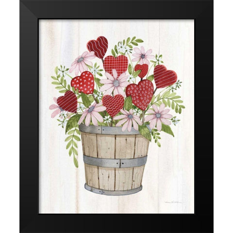 Rustic Valentine Bushel Basket Black Modern Wood Framed Art Print by McKenna, Kathleen Parr