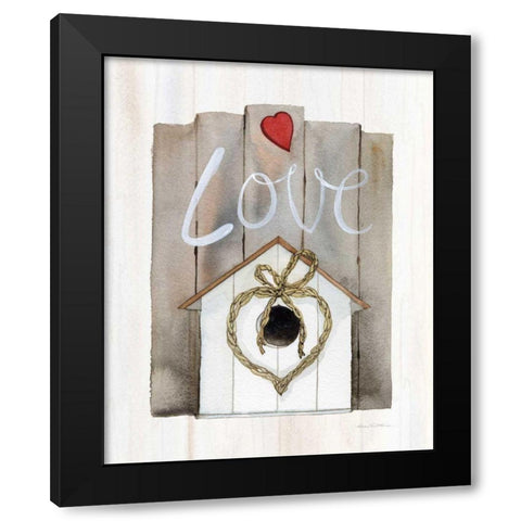 Rustic Valentine Birdhouse Black Modern Wood Framed Art Print by McKenna, Kathleen Parr