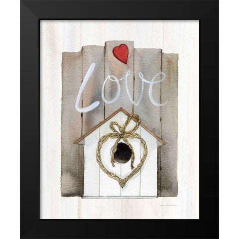 Rustic Valentine Birdhouse Black Modern Wood Framed Art Print by McKenna, Kathleen Parr
