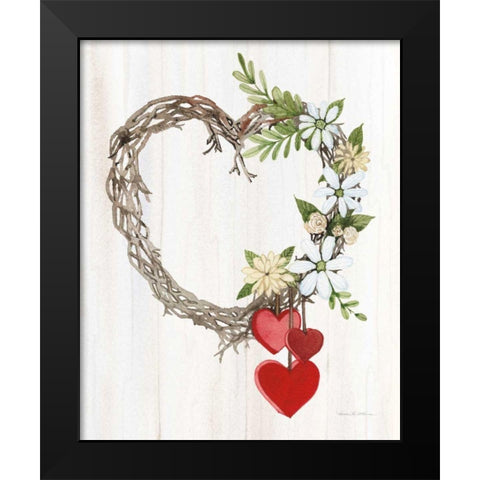 Rustic Valentine Heart Wreath II Black Modern Wood Framed Art Print by McKenna, Kathleen Parr