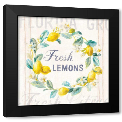 Floursack Lemon V Bright Black Modern Wood Framed Art Print by Nai, Danhui