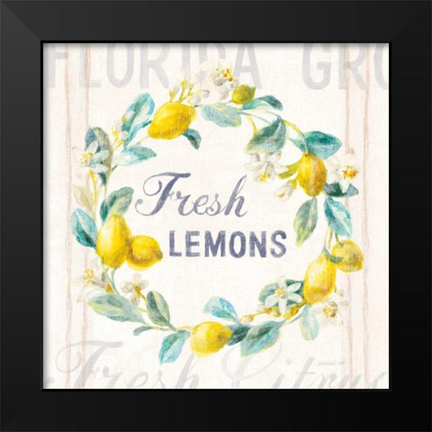 Floursack Lemon V Bright Black Modern Wood Framed Art Print by Nai, Danhui