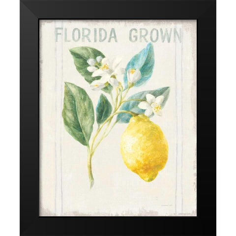 Floursack Lemon I v2 Black Modern Wood Framed Art Print by Nai, Danhui