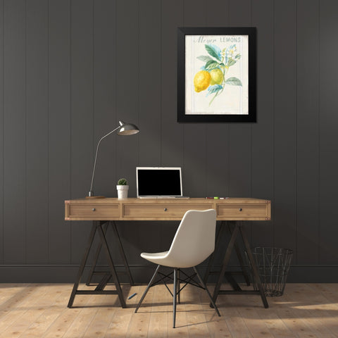 Floursack Lemon II v2 Black Modern Wood Framed Art Print by Nai, Danhui