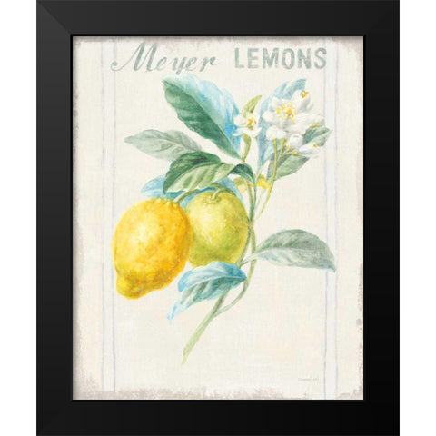 Floursack Lemon II v2 Black Modern Wood Framed Art Print by Nai, Danhui