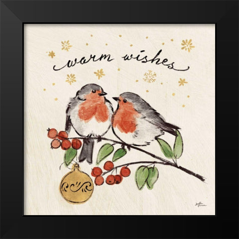 Christmas Lovebirds II Black Modern Wood Framed Art Print by Penner, Janelle