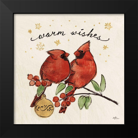 Christmas Lovebirds IX Black Modern Wood Framed Art Print by Penner, Janelle