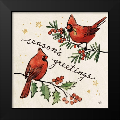 Christmas Lovebirds X Black Modern Wood Framed Art Print by Penner, Janelle