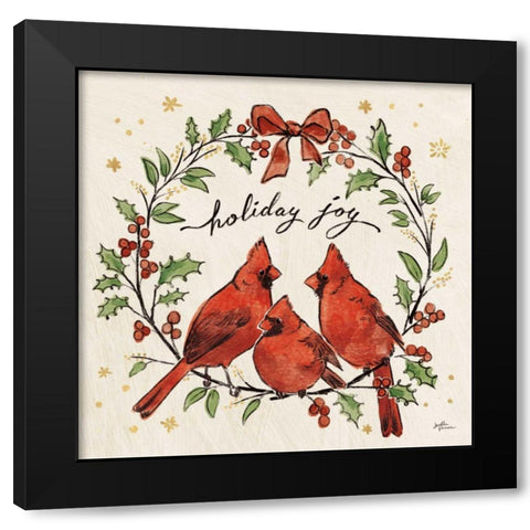 Christmas Lovebirds XI Black Modern Wood Framed Art Print with Double Matting by Penner, Janelle