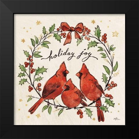 Christmas Lovebirds XI Black Modern Wood Framed Art Print by Penner, Janelle