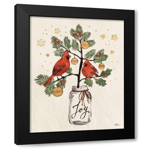 Christmas Lovebirds XIV Black Modern Wood Framed Art Print with Double Matting by Penner, Janelle