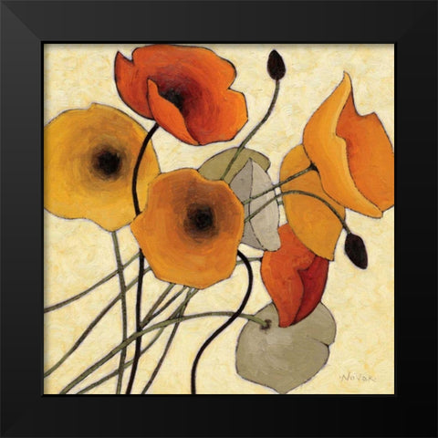 Pumpkin Poppies II Black Modern Wood Framed Art Print by Novak, Shirley