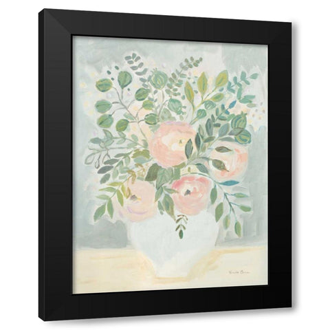 Blushing Bouquet Black Modern Wood Framed Art Print by Zaman, Farida
