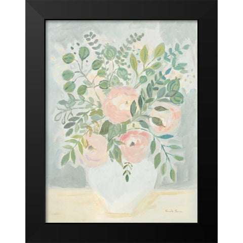 Blushing Bouquet Black Modern Wood Framed Art Print by Zaman, Farida