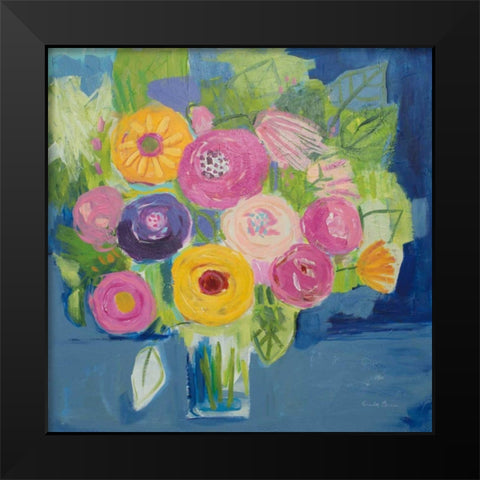 Happy Bouquet Black Modern Wood Framed Art Print by Zaman, Farida