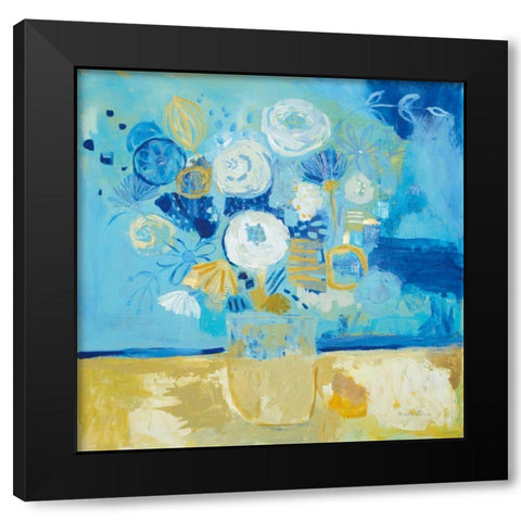 Lots of Flowers Black Modern Wood Framed Art Print with Double Matting by Zaman, Farida