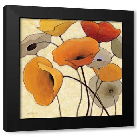 Pumpkin Poppies III Black Modern Wood Framed Art Print with Double Matting by Novak, Shirley