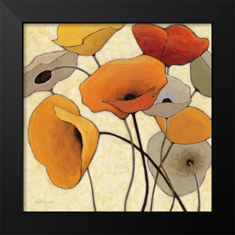Pumpkin Poppies III Black Modern Wood Framed Art Print by Novak, Shirley