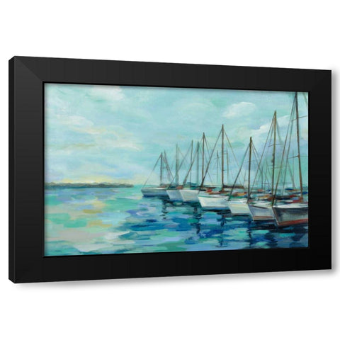 Breakwater and Boats Black Modern Wood Framed Art Print with Double Matting by Vassileva, Silvia