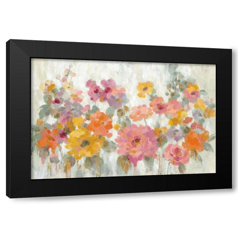 Garden Fun Black Modern Wood Framed Art Print by Vassileva, Silvia