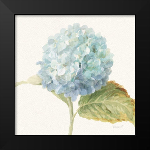 Floursack Florals V - Blue Hydrangea Crop Black Modern Wood Framed Art Print by Nai, Danhui