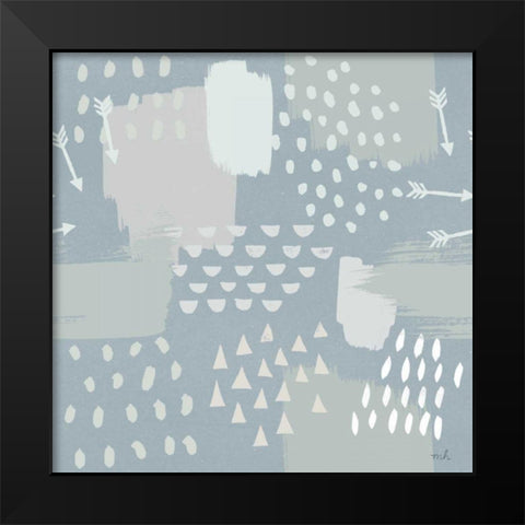 Calm World Map Pattern XI Black Modern Wood Framed Art Print by Hershey, Moira