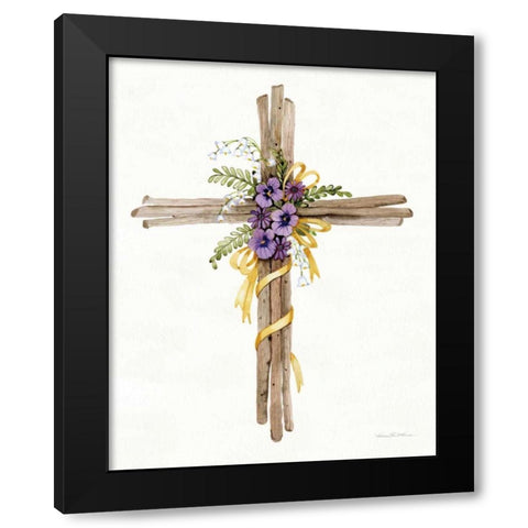 Easter Blessing Cross I Black Modern Wood Framed Art Print with Double Matting by McKenna, Kathleen Parr