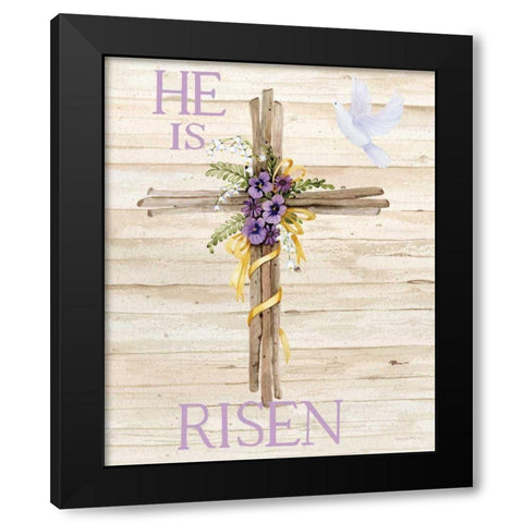 Easter Blessing Saying III with Cross v2 Black Modern Wood Framed Art Print by McKenna, Kathleen Parr