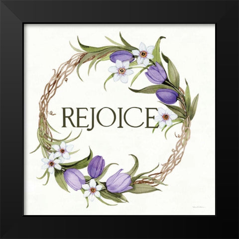 Wreath with Words I Black Modern Wood Framed Art Print by McKenna, Kathleen Parr