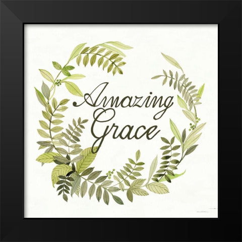 Wreath with Words II Black Modern Wood Framed Art Print by McKenna, Kathleen Parr