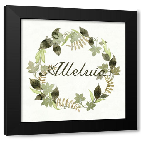 Wreath with Words III Black Modern Wood Framed Art Print by McKenna, Kathleen Parr